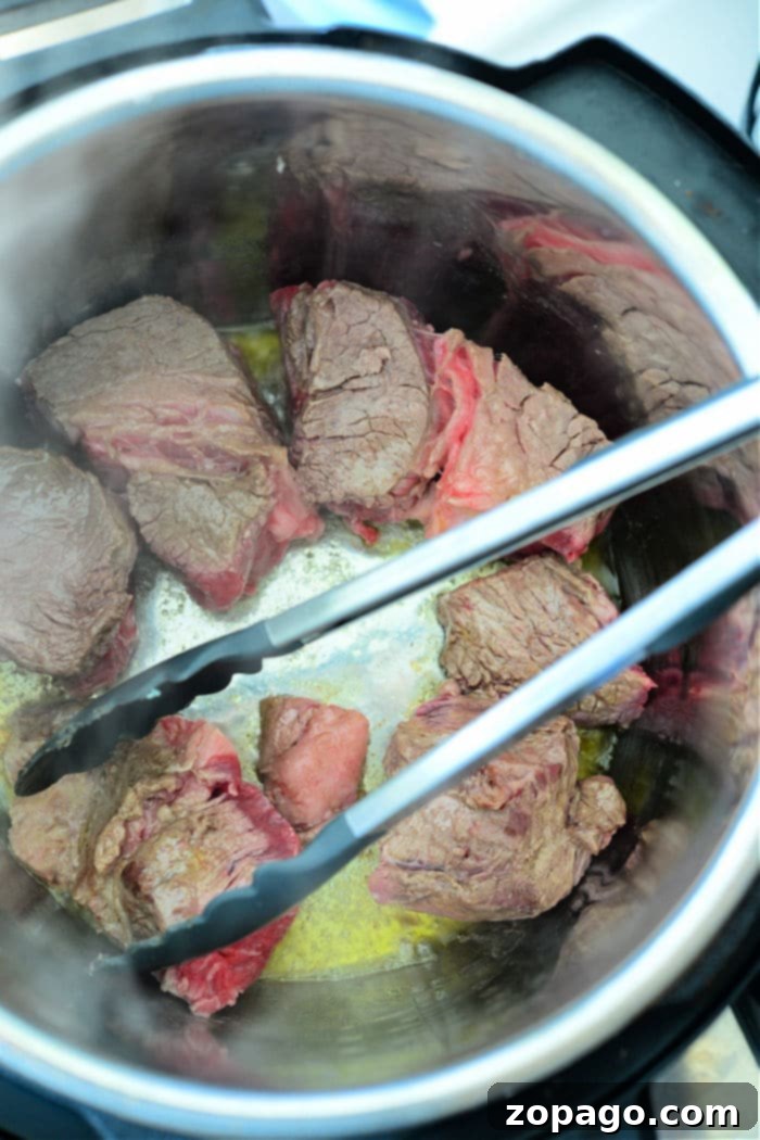 Fall-Apart Instant Pot Barbacoa 4 searing beef instant pot
