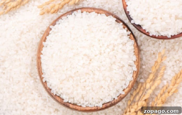 Fluffy cooked long grain white rice in a bowl