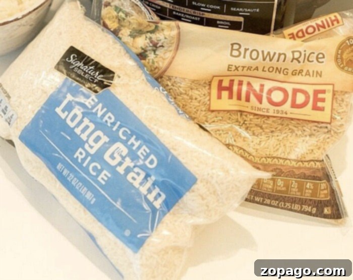 Close-up of uncooked long grain white rice grains