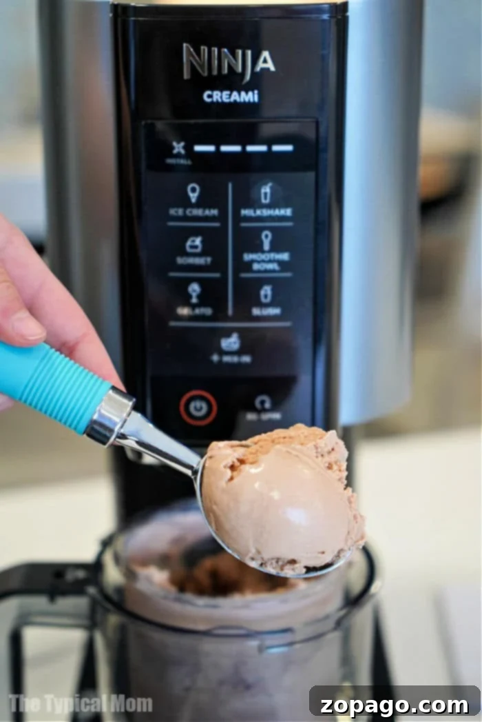 Your Ninja Creami Frozen Dessert Studio 2 Ninja Creami ice cream machine main unit with a frozen pint and fresh ingredients.