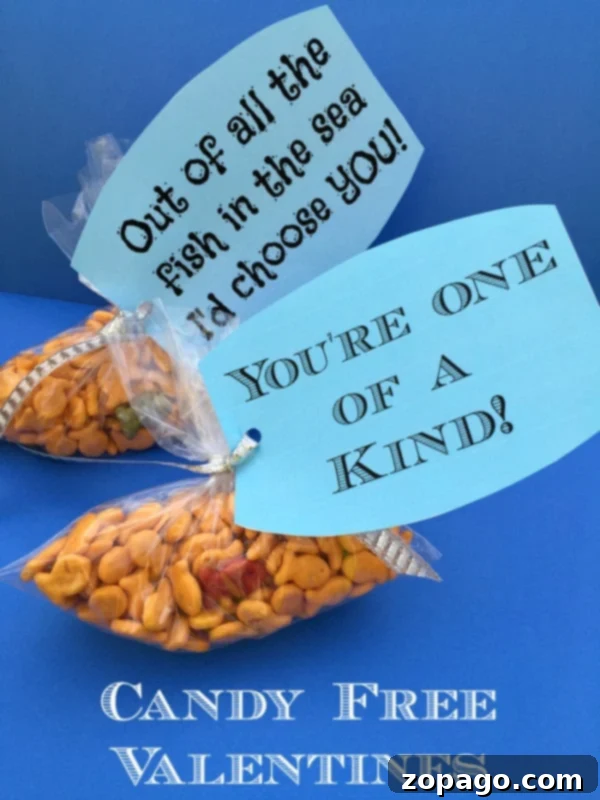 Fun and easy Goldfish cracker Valentine treats for school exchanges. Goldfish crackers Valentine treats for kids with a fun 'O-fish-ally' tag, a healthy and easy option for school.