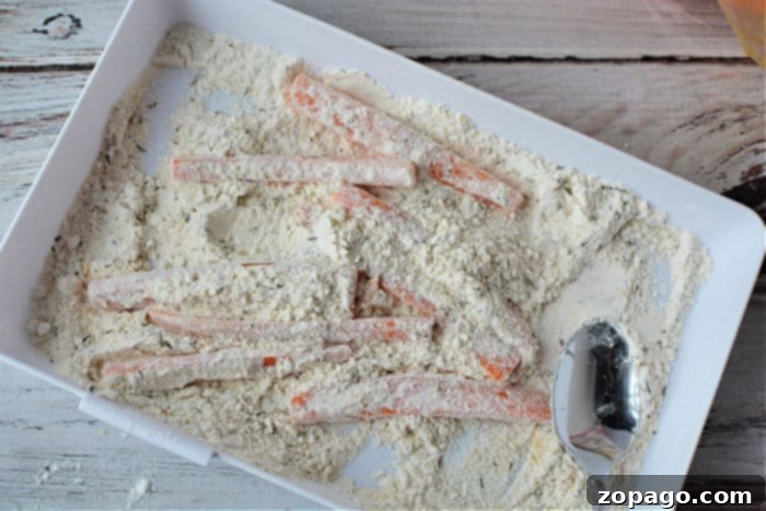 Sweet and Crispy Air Fryer Carrot Sticks 5 Seasoned carrot fries ready to be air fried