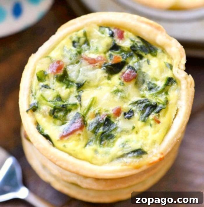 Cheese A Universe of Flavors 7 A delicious mini quiche with spinach and cheese, perfect for breakfast.
