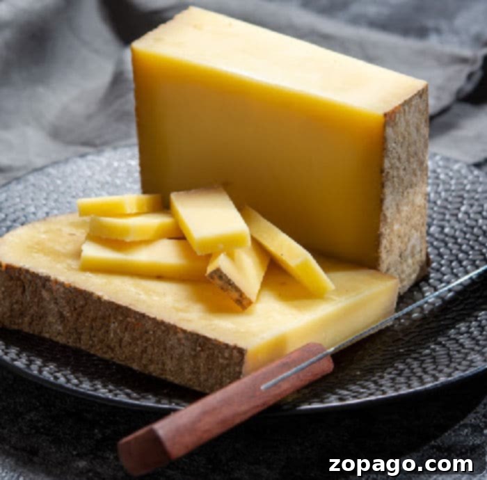 Cheese A Universe of Flavors 9 An assortment of artisanal rind cheeses on a wooden board.