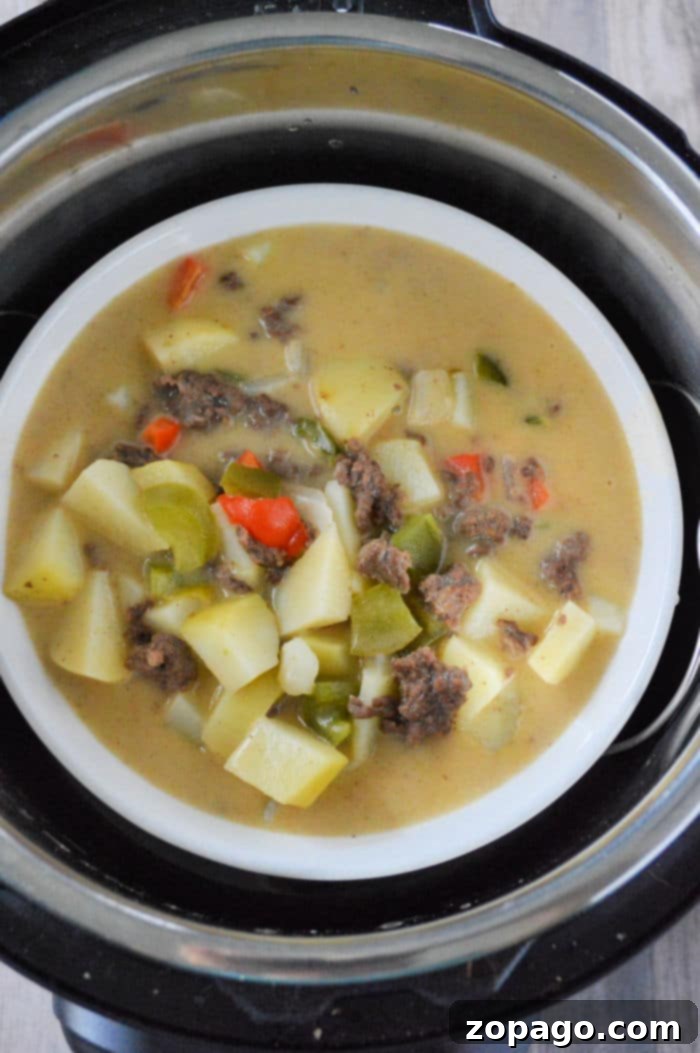 Hearty Instant Pot Ground Beef and Potatoes 6 Instant Pot Potatoes Ground Beef ready to serve