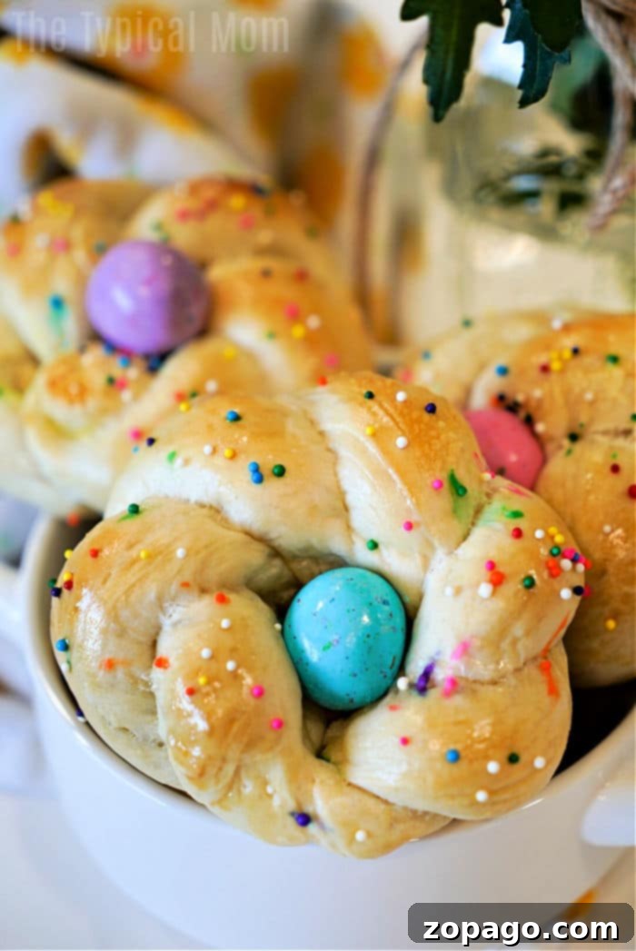 Colorful Easter Loaf 11 Easter bread with frozen dough on a serving platter