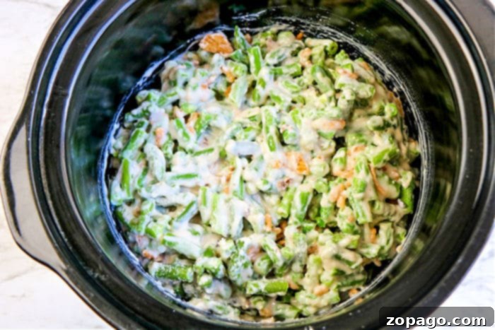 Effortless Slow Cooker Green Bean Casserole 5 crockpot Green Bean Casserole