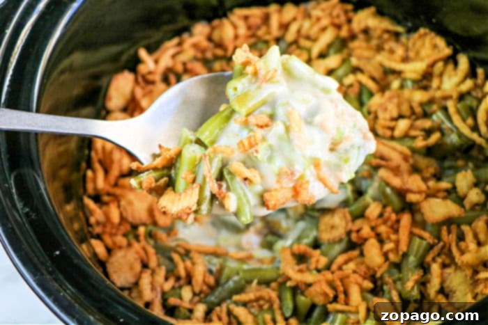 Effortless Slow Cooker Green Bean Casserole 9 green bean casserole in crockpot
