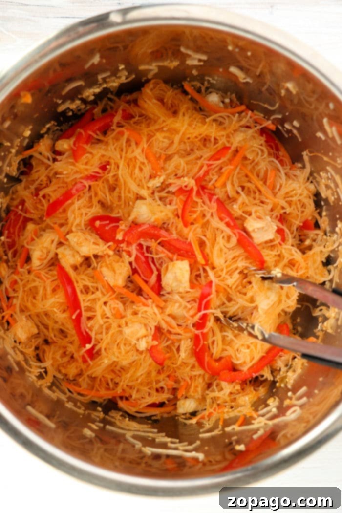 Quick Instant Pot Pad Thai 8 Chicken Pad Thai in a bowl