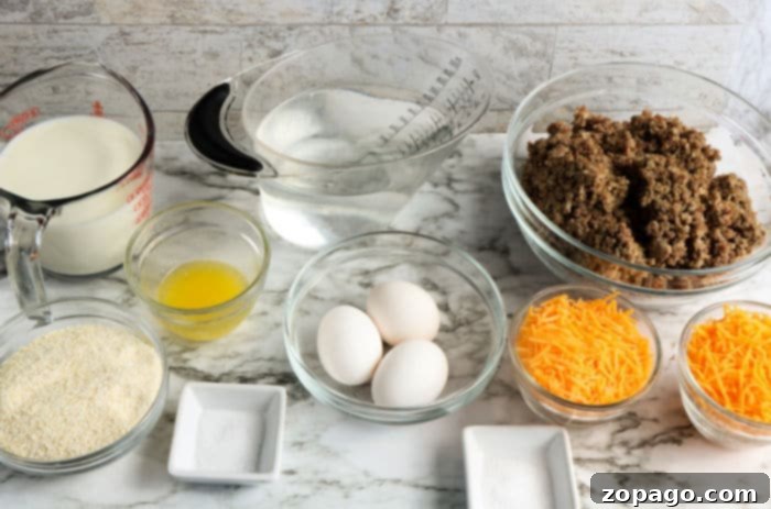 Cheesy Grits Bake 3 Hearty Grits and Sausage Casserole, a comforting Southern breakfast or brunch dish.