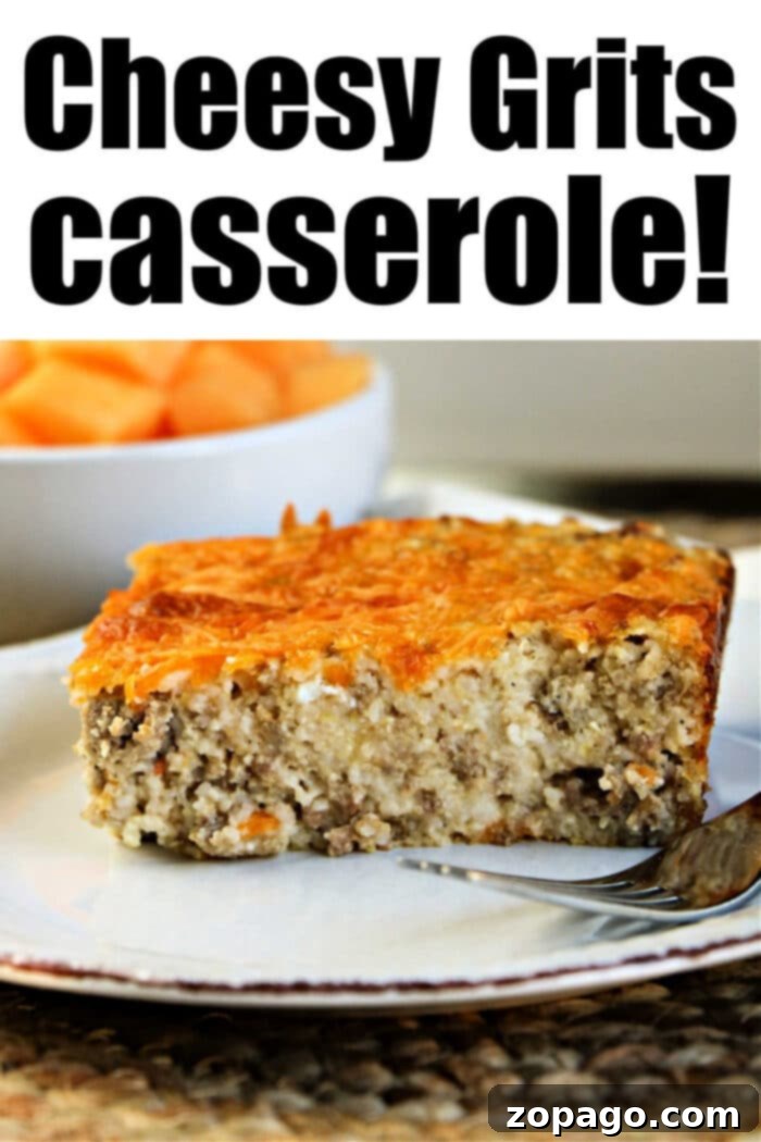 Cheesy Grits Bake 7 Large pan of Cheesy Grits Casserole with a crispy golden-brown top.