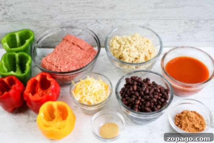 Slow Cooker Stuffed Bell Peppers 3 Stuffed bell Peppers ingredients