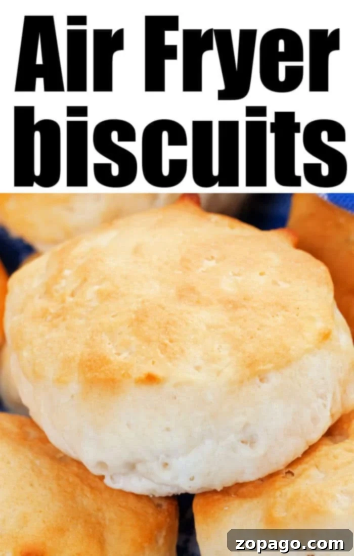 Golden Air Fryer Biscuits 8 A plate of golden brown air fryer biscuits with a rustic background.