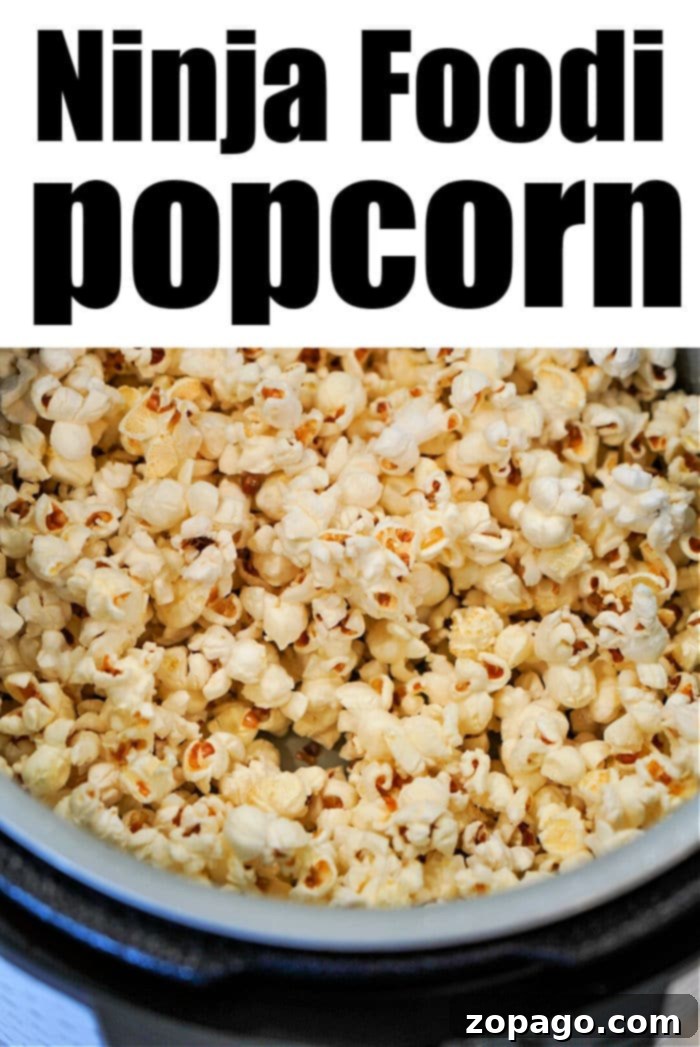 Perfect Ninja Foodi Popcorn 8 A large bowl of fresh homemade Ninja Foodi popcorn, inviting and delicious.
