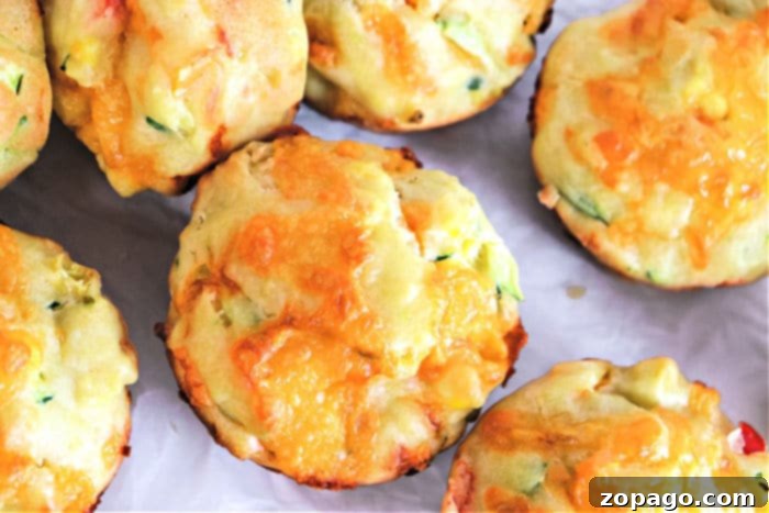 Irresistible Savory Zucchini Muffins 9 A plate of freshly baked savory zucchini and cheese muffins, showcasing their golden-brown tops and moist interior