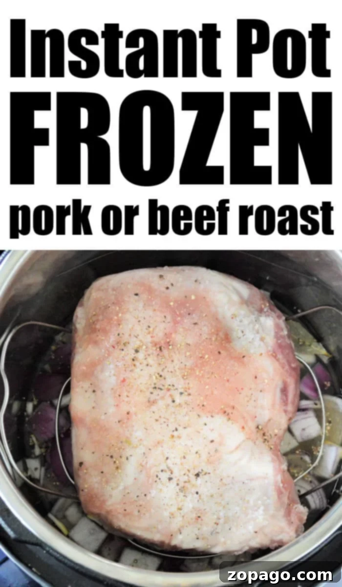 No Thaw Instant Pot Pork Roast 5 frozen pork roast in instant pot