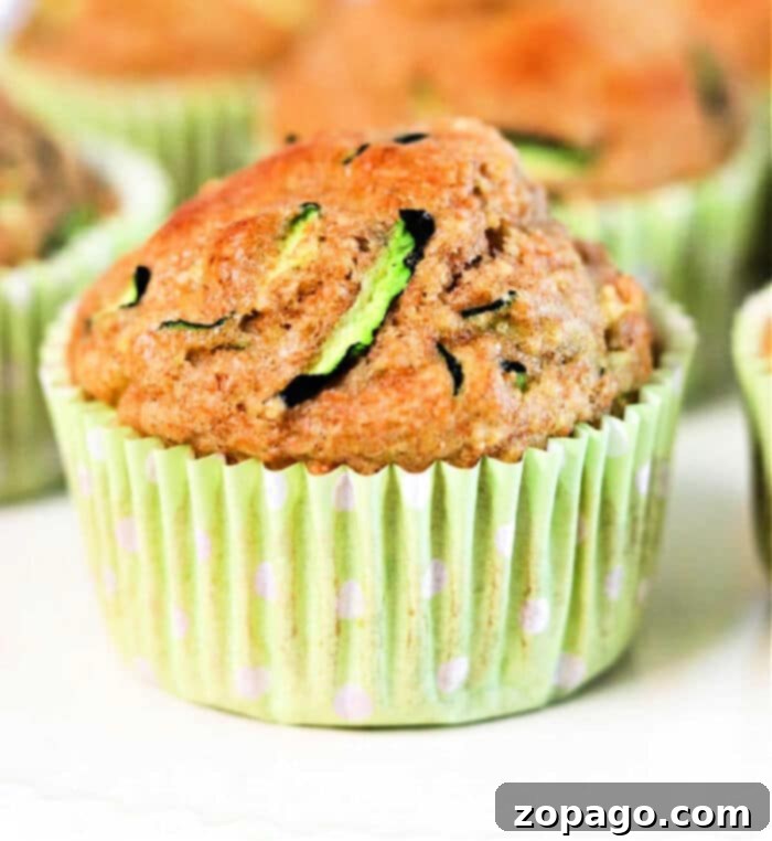 Wholesome Zucchini Applesauce Muffins 8 A close-up shot of a healthy applesauce zucchini muffin, showing its rustic texture and inviting golden crust, perfect for breakfast or a snack.