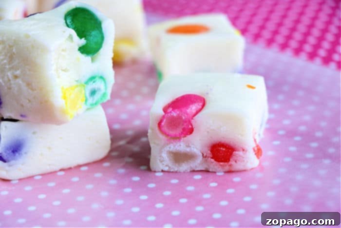 Easy Microwave White Chocolate Fudge 7 Perfectly sliced fudge squares