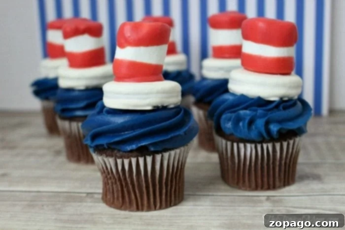 Dr. Seuss's Whimsical Birthday Extravaganza 2 Step-by-step guide to making Dr. Seuss Cat in the Hat cupcake toppers
