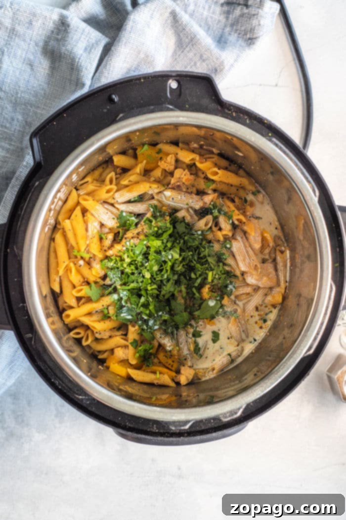 Instant Pot Olive Garden Inspired Chicken Pasta 6 Instant Pot Olive Garden Chicken Pasta served in a bowl.