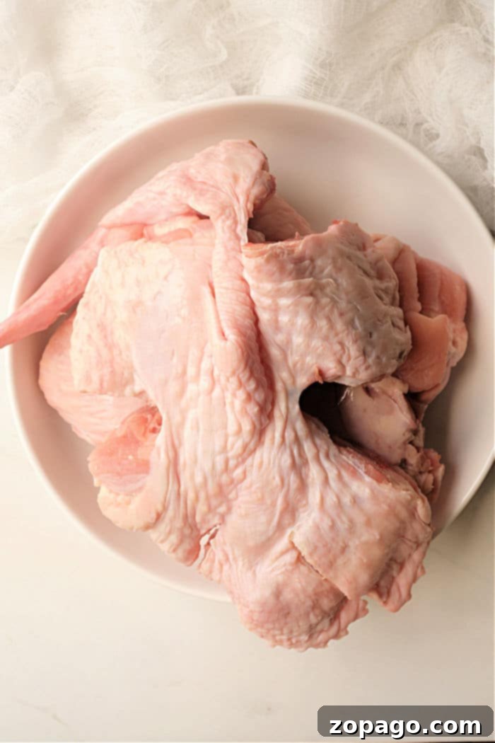 Crispy Air Fryer Turkey Wings 4 A bowl containing raw turkey wings is placed on a light-colored surface, with a white textured fabric in the background, ready for seasoning.