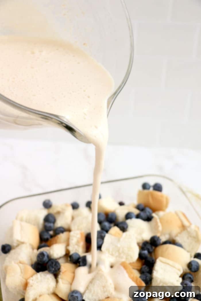 Warm Blueberry Custard Bake 5 homemade bread pudding