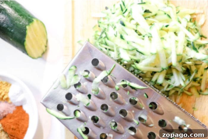Spiced Zucchini Gingerbread Delight 4 Freshly grated zucchini, prepared for baking to ensure optimal moisture balance