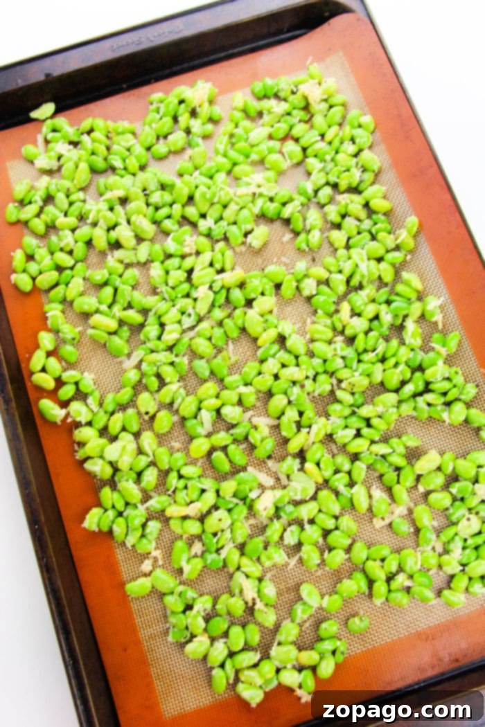 Dry Roasted Edamame 4 A bowl of freshly oven dried edamame, perfectly seasoned and crunchy