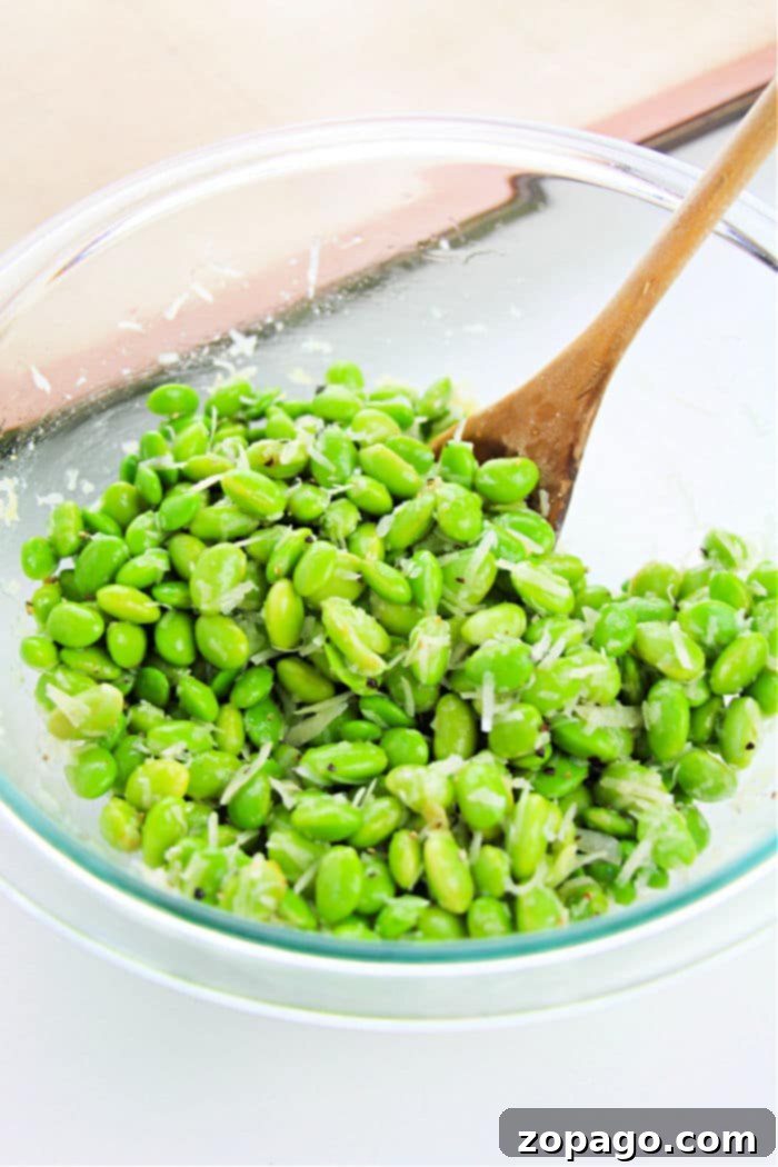 Dry Roasted Edamame 6 A bowl of crunchy roasted edamame, perfect for snacking