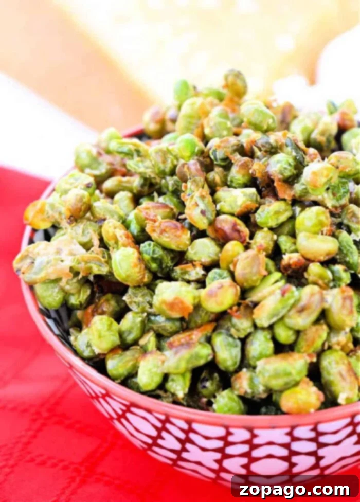 Dry Roasted Edamame 8 Close-up of how to cook edamame in the oven, illustrating the crispy texture