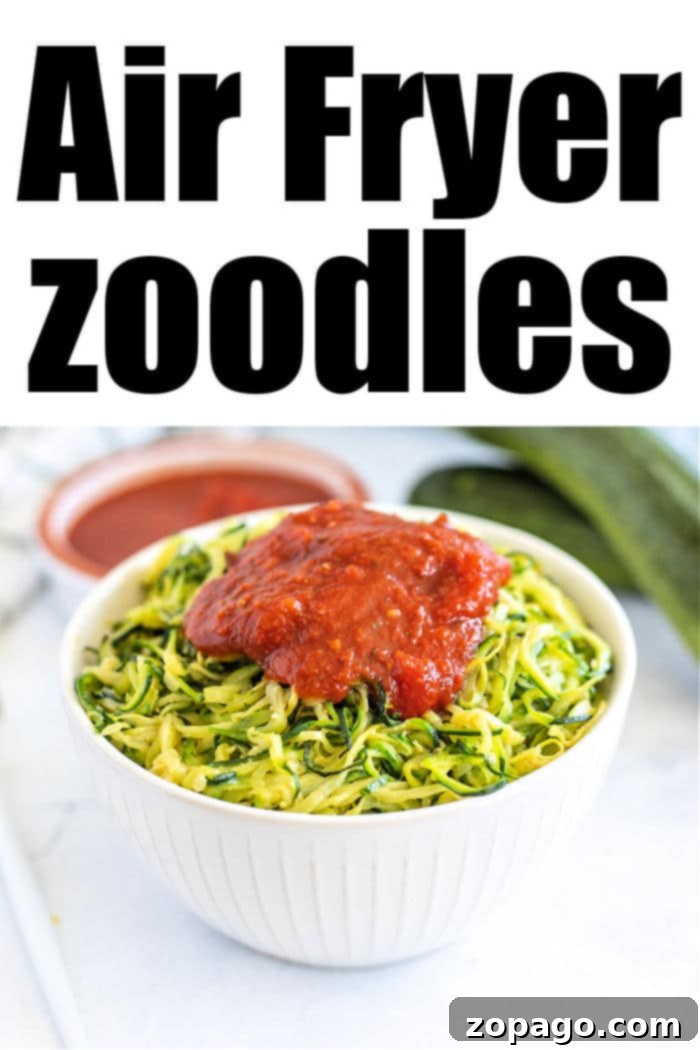 Crispy Air-Fried Zucchini Noodles 2 Crispy Air Fryer Zoodles, a perfect low-carb pasta alternative