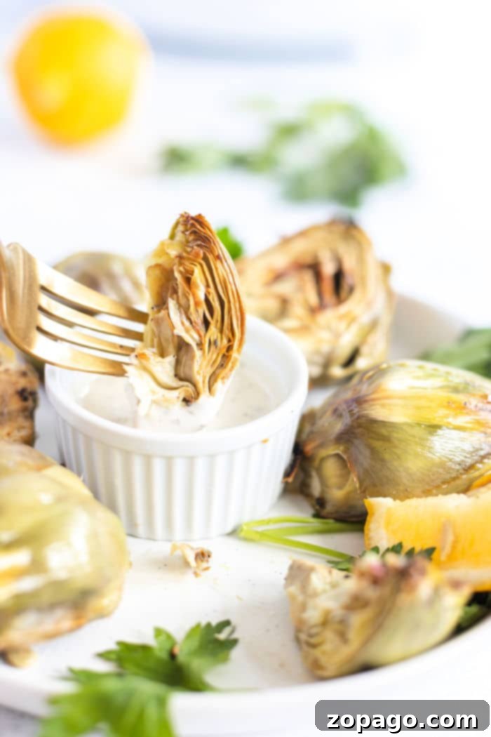 Air Fryer Artichoke with dipping sauce