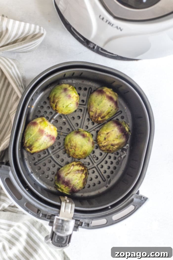 artichoke air fryer close-up