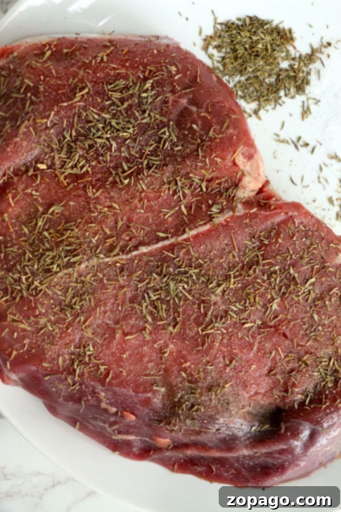 Succulent Air Fryer Rump Roast 4 Rump Roast seasoned and ready for the air fryer