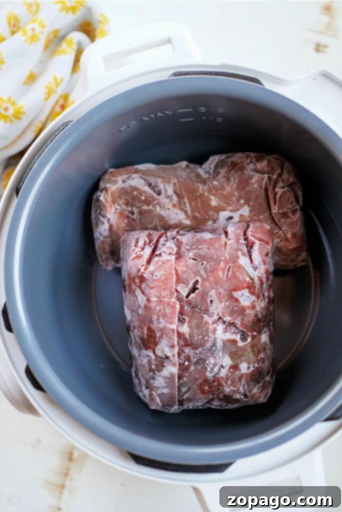 Easy Instant Pot Frozen Stew Meat 4 Frozen meat cooking in Instant Pot for tender results