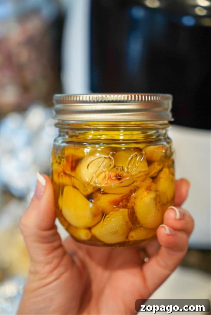 Roasted Air Fryer Garlic 8 storing garlic