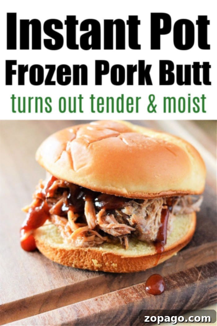 Instant Pot Frozen Pork Butt, ready for a delicious meal