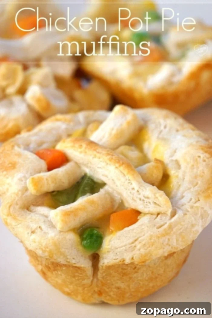 Chicken pot pie muffins in a muffin tin. #muffintin #dinner #meals #recipes Individual chicken pot pie muffins in a muffin tin