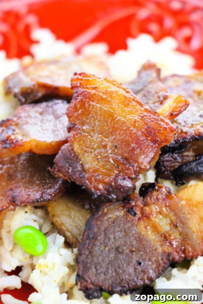 Crispy Oven-Baked Pork Belly 9 How To cook Pork Belly in the Oven: A close-up of golden, crispy pork belly slices.
