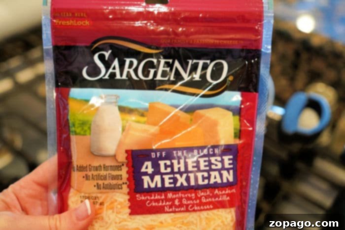 Melted Mexican cheese on casserole