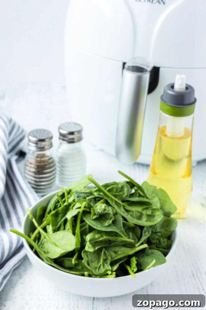 Crispy Air Fryer Spinach 4 spinach in the air fryer