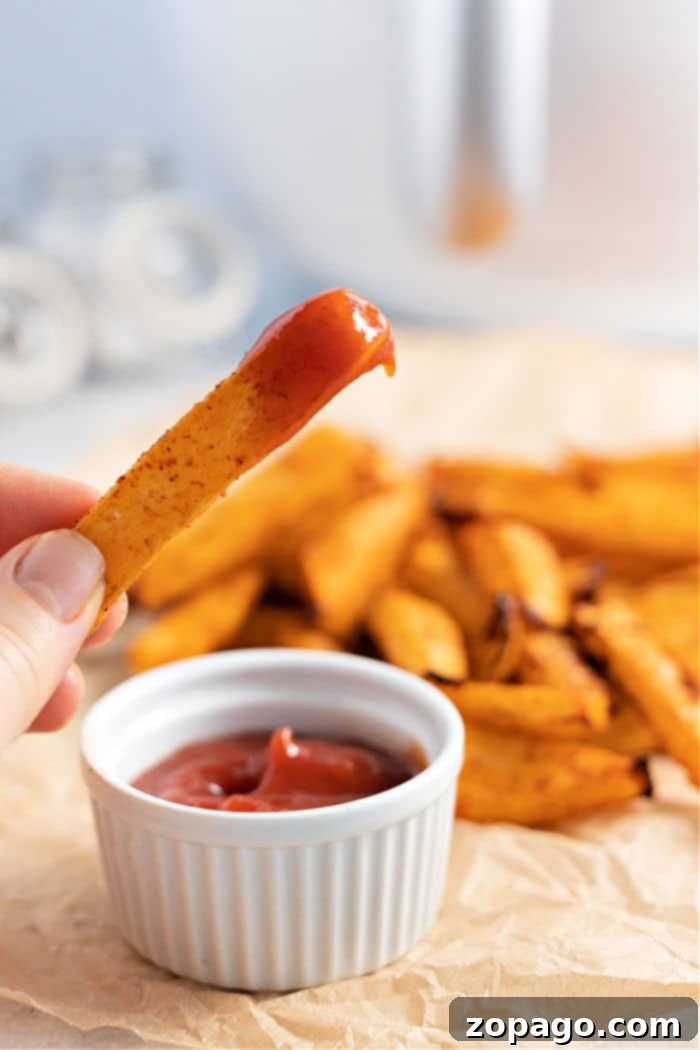 Crispy Roasted Turnip Sticks 8 Perfectly air-fried turnip fries piled high, ready for dipping.