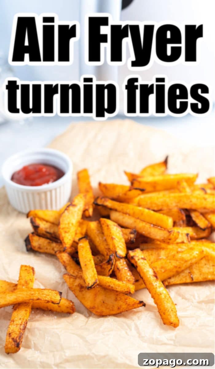 Crispy Turnip Fries 9 Detailed shot of air fryer turnip fries recipe ingredients and steps.