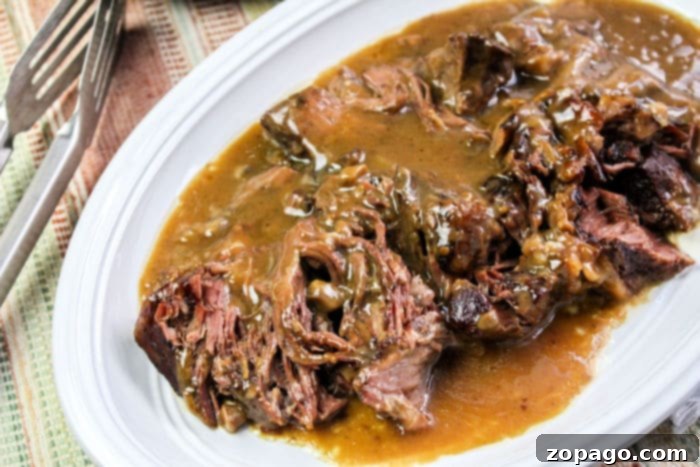 Tender Slow Cooker Roast Beef with Gravy 8 moist slow cooker roast beef
