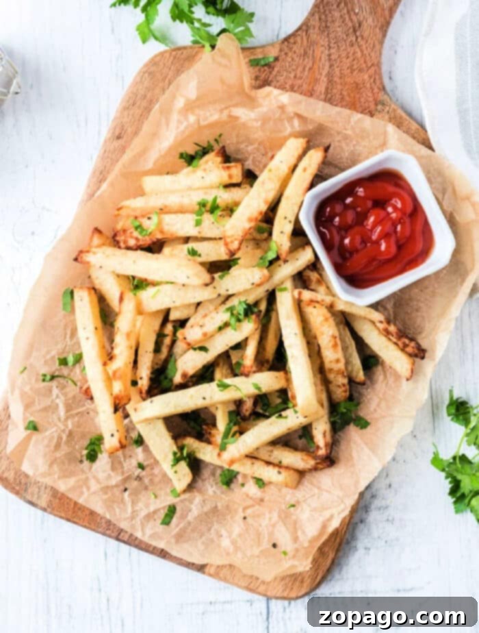 Crispy Jicama Fries 2 Crispy Air Fryer Jicama Fries ready to be served