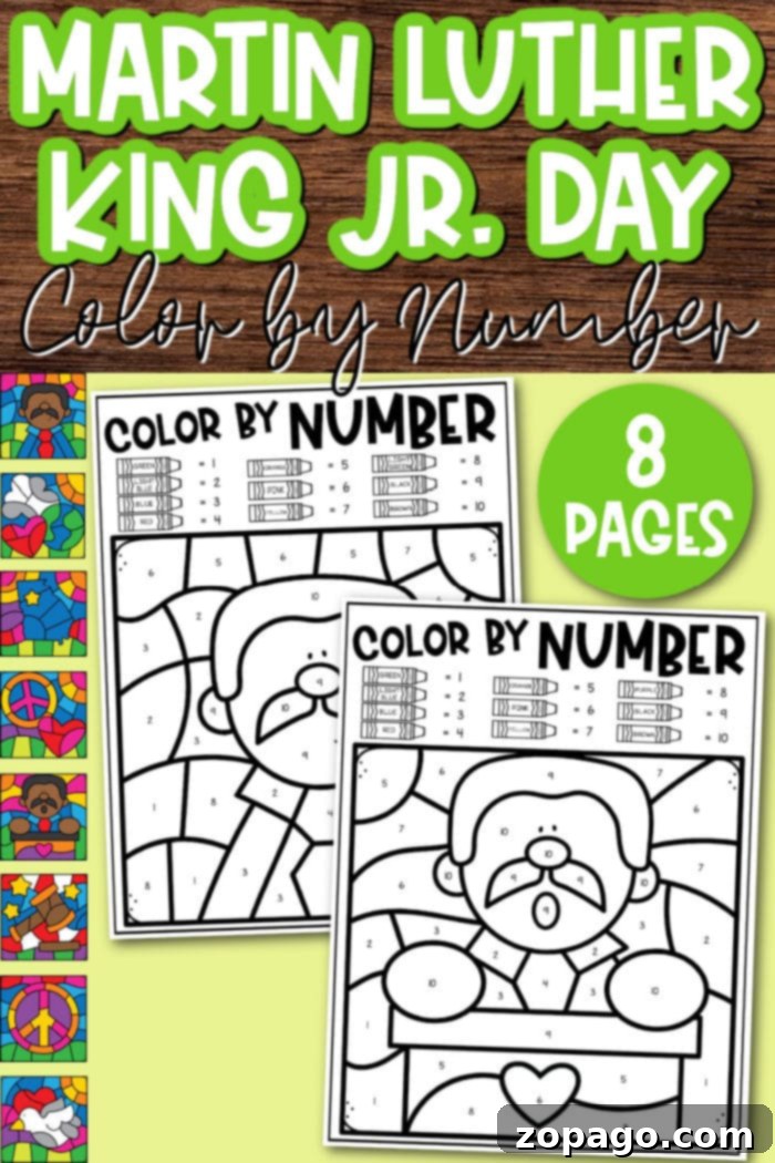 Martin Luther King Jr Inspiring Coloring Page 5 Martin Luther King Jr printables showing an image of MLK Jr. with a quote.