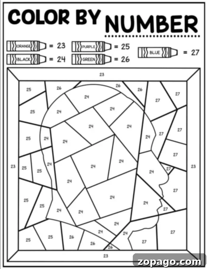 Free Printable Numbered Coloring Adventures 5 color martin luther king jr