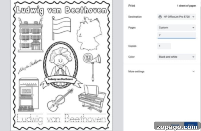 Custom print settings for free printables for kids