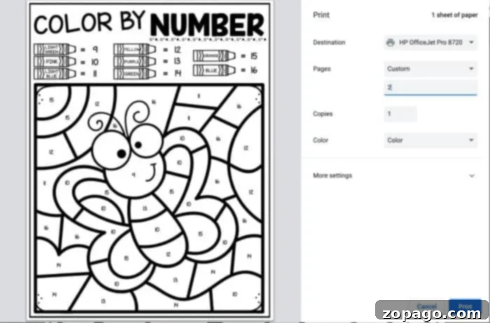 A child proudly holding up a completed spring color by number worksheet, showcasing the beauty of free printables for kids.