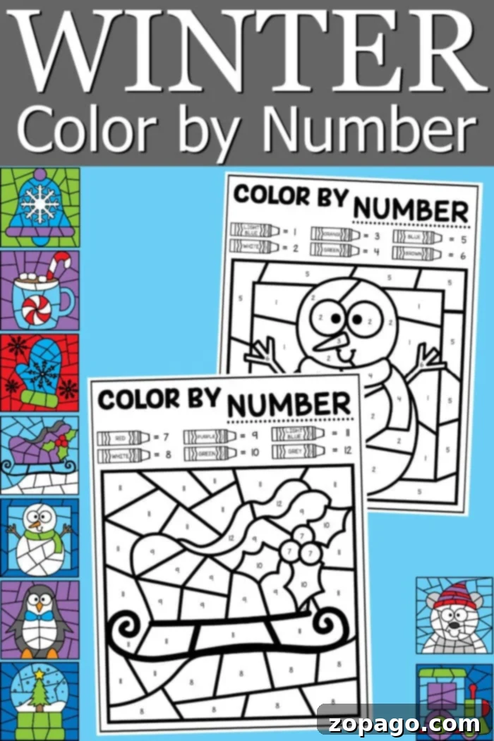 Cozy Winter Color by Number Activities 2 Free Winter Color by Number Pages for Kids